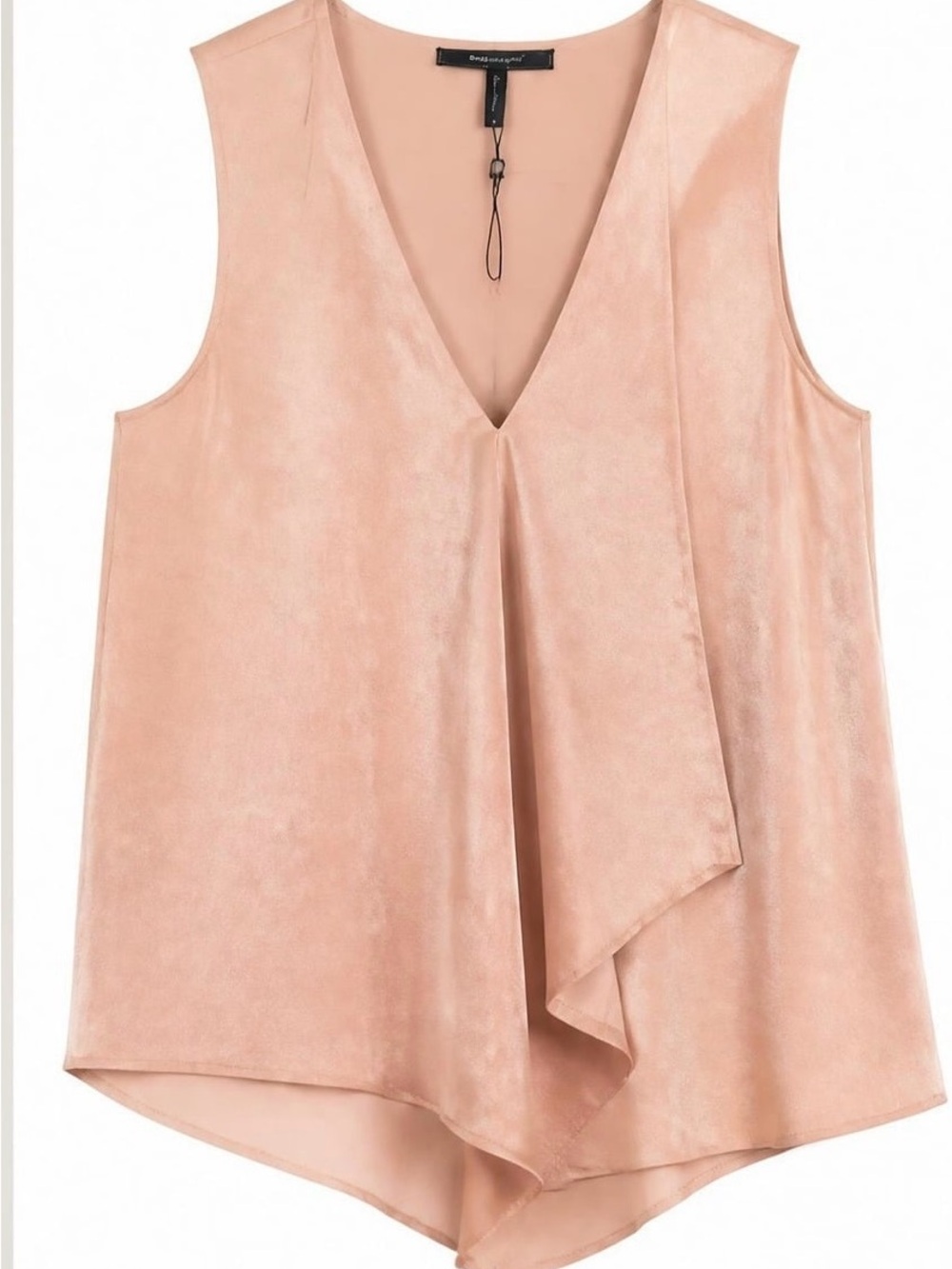 BCBGMaxAzria Sleeveless V-Neck Draped Top - Blush Pink